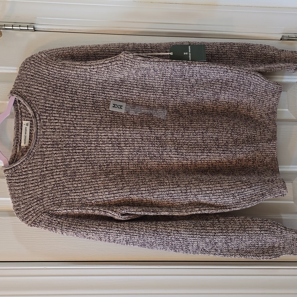 MUTUAL WEAVE BRAND MEN'S PURPLE & BEIGE HEATHER SWEATER SIZE SMALL
